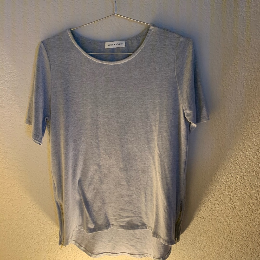 Grey Hi/Low Tshirts Zipper Detail